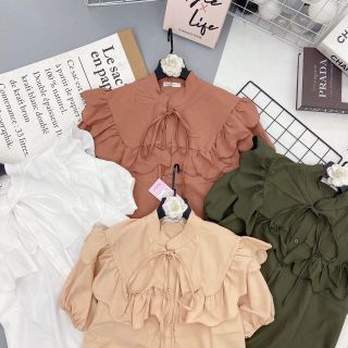 Áo kiểu somi bèo to tay ngắn