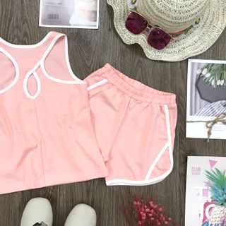 Bộ ba lỗ thể thao bé gái, vải cotton 4 chiều in và viền cực đẹp.