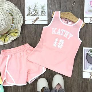 Bộ ba lỗ thể thao bé gái, vải cotton 4 chiều in và viền cực đẹp.