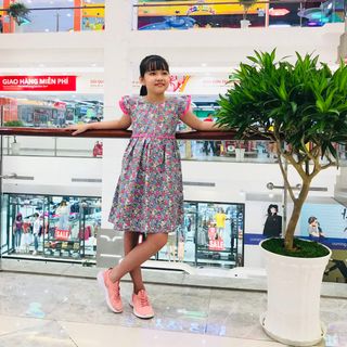 Đầm hoa viền eo tay cánh tiên