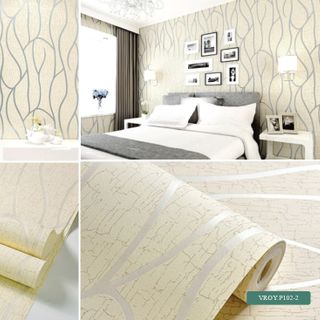 SIÊU HOT Giấy dán tường Hiện đại, vân dọc cách điệu. Dùng keo sữa hoặc keo xịt tiện lợi (10M X 53CM)