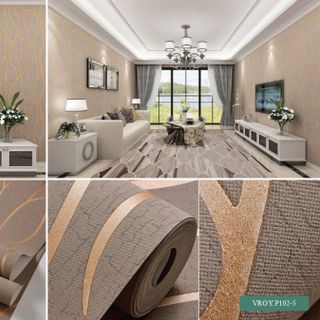 SIÊU HOT Giấy dán tường Hiện đại, vân dọc cách điệu. Dùng keo sữa hoặc keo xịt tiện lợi (10M X 53CM)