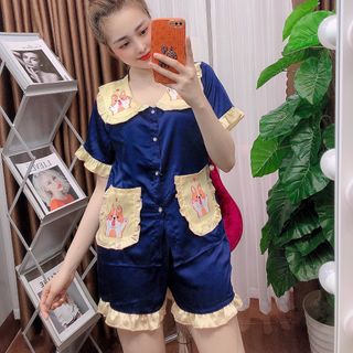 Đồ bộ nữ mặc nhà pijama Satin in chó shiba Đùi