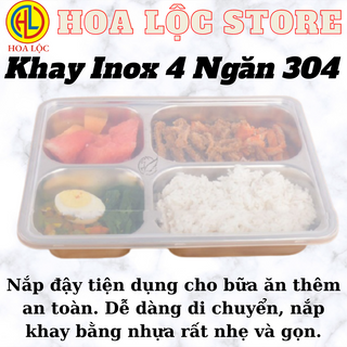KHAY ĂN INOX CÓ NẮP ĐẬY 4 NGĂN 304 ĐẠT TIÊU CHUẨN CHẤT LƯỢNG CAO AN TOÀN VỆ SINH