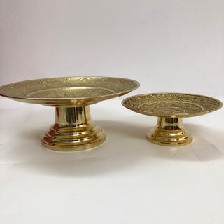 Đĩa đựng trái cây thờ cúng bằng đồng nguyên chất mẫu chữ phúc,đường kính 28cm