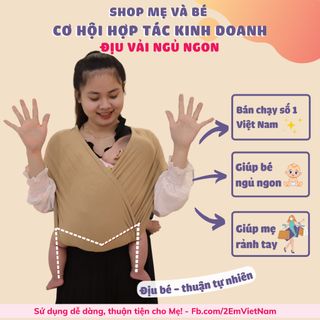 Địu vải em bé sling Cao Cấp 2Em ngủ ngon - chỉnh Size - Trợ lực - 0-24 tháng mềm mại, thoáng khí, co giãn 369K