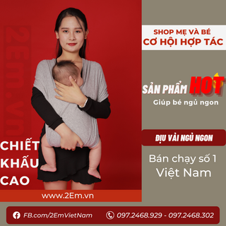 Địu vải em bé sling Cao Cấp 2Em ngủ ngon - chỉnh Size - Trợ lực - 0-24 tháng mềm mại, thoáng khí, co giãn 369K