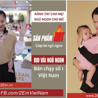 Địu vải em bé sling Cao Cấp 2Em ngủ ngon - chỉnh Size - Trợ lực - 0-24 tháng mềm mại, thoáng khí, co giãn 369K