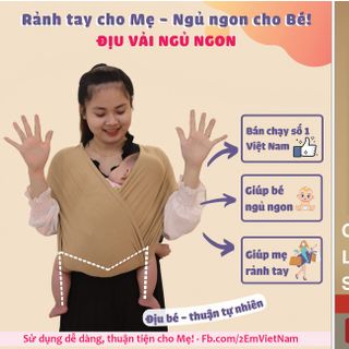 Địu vải em bé sling Cao Cấp 2Em ngủ ngon - chỉnh Size - Trợ lực - 0-24 tháng mềm mại, thoáng khí, co giãn 590K