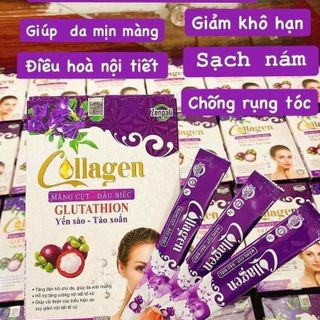 HÀNG CÔNG TY GIÁ SỈ - Collagen đậu biếc măng cụt giúp trắng da , đẹp da , chống lão hóa , hộp 30 gói