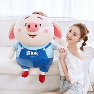 Gấu Bông Heo Tiktok Thú Nhồi Bông Nỉ Nhung Hàn Quốc Cao Cấp Co Giãn 4 Chiều Kích Thước 80cm