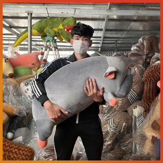 Gấu bông thú nhồi bông heo mắt híp khổng lồ chất liệu bông gòn cao cấp Size 45 -110 cm