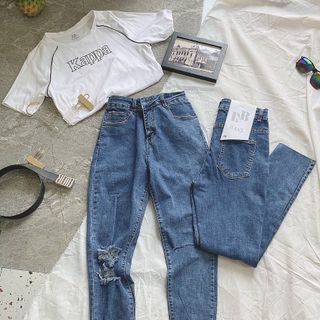 Tc jeans Quần Jeans Nữ Bigsize Body 55 đến 90kg Ảnh Thật Lưng Cao Chất Đẹp Siêu Co Giãn giá sỉ