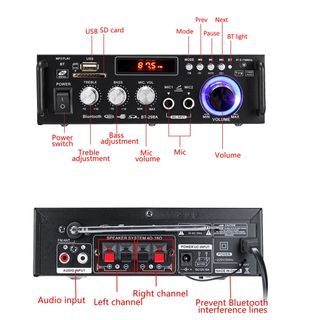 Amly Mini Bluetooth BT-298A Công Suất 2 Kênh 600W