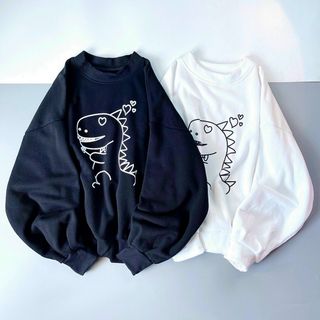 Áo Sweater tay phòng in khủng long