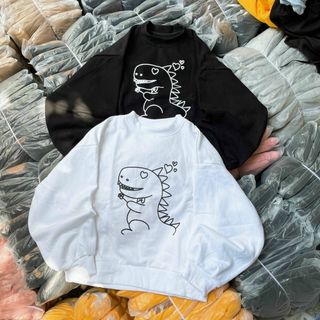 Áo Sweater tay phòng in khủng long