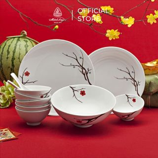Bộ chén dĩa sứ Minh Long 24 sản phẩm - Daisy - Hồng Mai