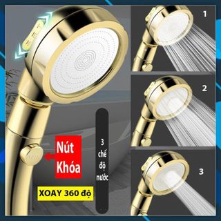 Vòi Sen Tăng áp Có Nút Khóa Nước 3 chế độ Phun, Xoay 360 độ Hàng Xịn - Vàng Gold 206783 giá sỉ