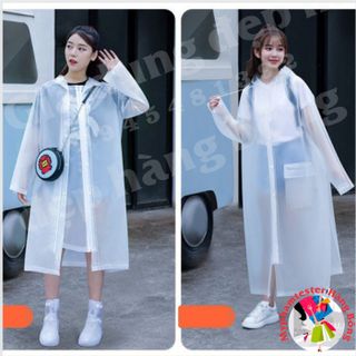 (HÀNG ĐẸP) Áo mưa trắng đục cho cả nam và nữ, phong cách Hàn Quốc có kính che mặt trong suốt trắng chất xịn giá sỉ