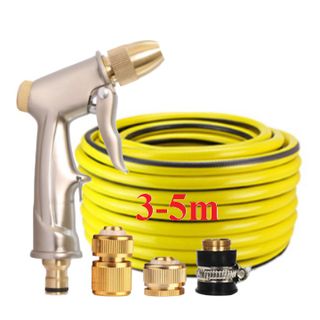 Bộ dây vòi xịt nước rửa xe, tưới cây . tăng áp 3 lần, loại 3m, 5m 206701-1Yđầu đồng, cút đồng, d.vàng