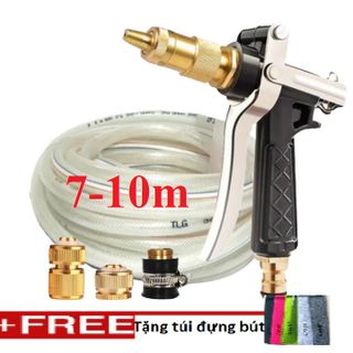 Bộ dây vòi xịt nước rửa xe,tưới cây .tăng áp 3 lần, loại 7m,10m 206236 đầu đồng,cút đồng, + tặng túi đựng bút giá sỉ