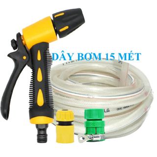 Bộ dây vòi xịt nước rửa xe, tưới cây . tăng áp 3 lần, loại 15m 206319 cút sập, nối PE giá sỉ