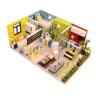 đồ chơi mô hình trang trí 3D lắp gáp gỗ handmade ngôi nhà tiện nghi mini thu nhỏ M043 có đèn giá sỉ