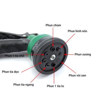 Bộ vòi xịt nước 206791 tưới cây đa năng 7 chế độ kèm dây tưới lò xo (dây màu ngẫu nhiên)