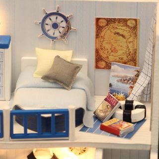 mô hình trang trí 3D handmade đồ chơi lắp gáp gỗ ngôi nhà âm thanh của biển mini thu nhỏ M040 có đèn