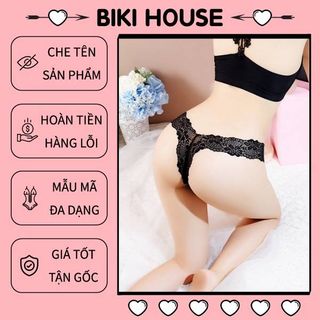 Đồ lót sexy lọt khe chữ y thoáng khí quần lót nữ ren họa tiết hoa 3 màu đỏ đen trắng quyến rũ BIKI HOUSE T302 - HCM