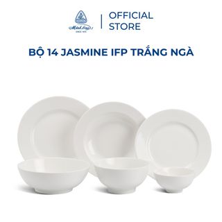 Bộ chén dĩa sứ Minh Long 14 sản phẩm - jasmine IFP - Trắng ngà giá sỉ