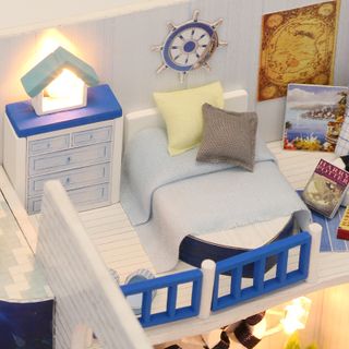 mô hình trang trí 3D handmade đồ chơi lắp gáp gỗ ngôi nhà âm thanh của biển mini thu nhỏ M040 có đèn