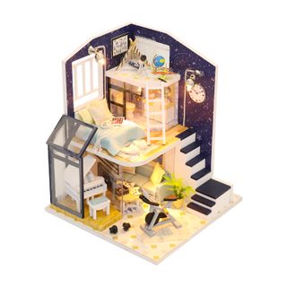 Mô hình ngôi nhà Shining Star đồ chơi lắp gáp gỗ trang trí 3D handmade M041 có đèn