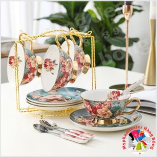 (HÀNG ĐẸP) Bộ ấm chén trà đun bếp nến hoa đỏ, hàng cao cấp