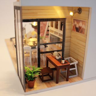 mô hình lắp ráp handmade ngôi nhà đồ chơi búp bê mang lại niềm vui cho bạn M038 có đèn