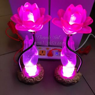 Bộ 2 Đèn Thờ Sen Pha Lê Bàn Tay Phật giá sỉ