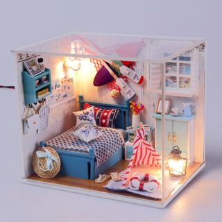 Mô hình gỗ DIY đồ chơi lắp bằng gỗ phòng ngủ búp bê thu nhỏ M010 tặng kèm kiếng chống bụi giá sỉ