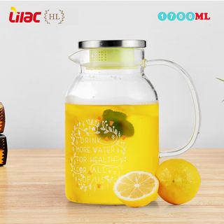 Bình đựng nước thuỷ tinh LiLac 1.5 - 2 Lít - Chịu nhiệt - Hoa Văn cao cấp