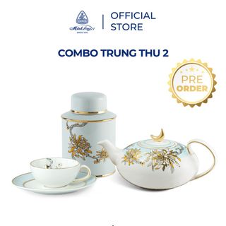 Combo Trung Thu Minh Long: Bộ trà - Hũ trà An Nhiên Minh Nguyệt (combo 2) kèm hộp và túi quà tặng sang trọng giá sỉ