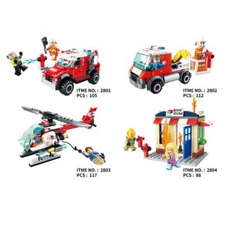 Bộ lắp ráp đồ chơi mô hình cứu hỏa 4in1 cho bé 2801-4 giá sỉ