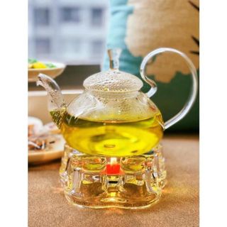 Bộ tách trà thủy tinh 600ml kèm đế nến, 6 ly và 6 đĩa