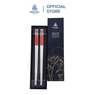 Bộ 02 đôi đũa sứ Minh Long 24.4 cm - Màu đỏ pastel - Hộp giấy giá sỉ