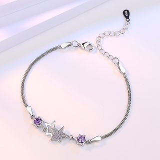 Lắc Tay Mạ Bạc 925 Mặt Ngôi Sao may Mắn Dễ Thương Thời Trang Cho Nữ