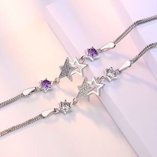 Lắc Tay Mạ Bạc 925 Mặt Ngôi Sao may Mắn Dễ Thương Thời Trang Cho Nữ