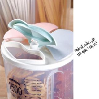 (SIÊU HOT) Hộp Bảo Quản Thực Phẩm, Lọ, Hũ Nhựa Trong Suốt 1500ml/2500 Nhiều Ngăn Đựng Gia Vị,Đồ Khô, Ngũ Cốc,...