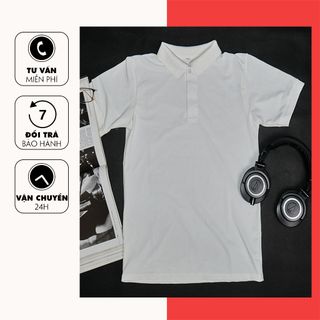 Áo thun polo cổ trụ cao cấp họa tiết đơn giảm dành cho nam,nữ [màu trắng]