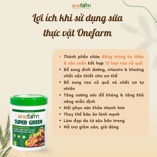 Combo 3 Hộp Sữa Thực Vật Hỗ Trợ Giảm Cân Ăn Kiêng Chứa Tảo Xoắn Đông Trùng Hạ Thảo Bột Rau Củ Quả SUPER GREEN ONEFARM