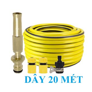 Bộ dây vòi xịt nước rửa xe, tưới cây . tăng áp 3 lần, loại 20m 206587 cút sập, nối đen