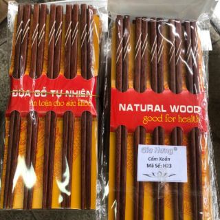 Vỉ 10 đôi đũa gỗ tự nhiên giá sỉ