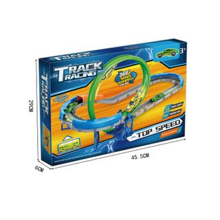 Đường đua xe đồ chơi oto đua tự động lắp ráp đường ray, kèm 2 xe oto nhỏ cho bé mã 8072